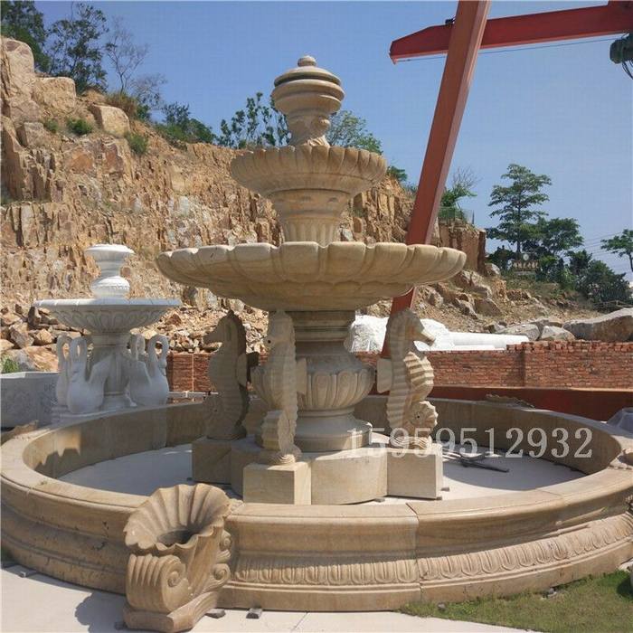 石雕砂岩喷泉雕塑摆件 别墅酒店景区户外石头喷泉