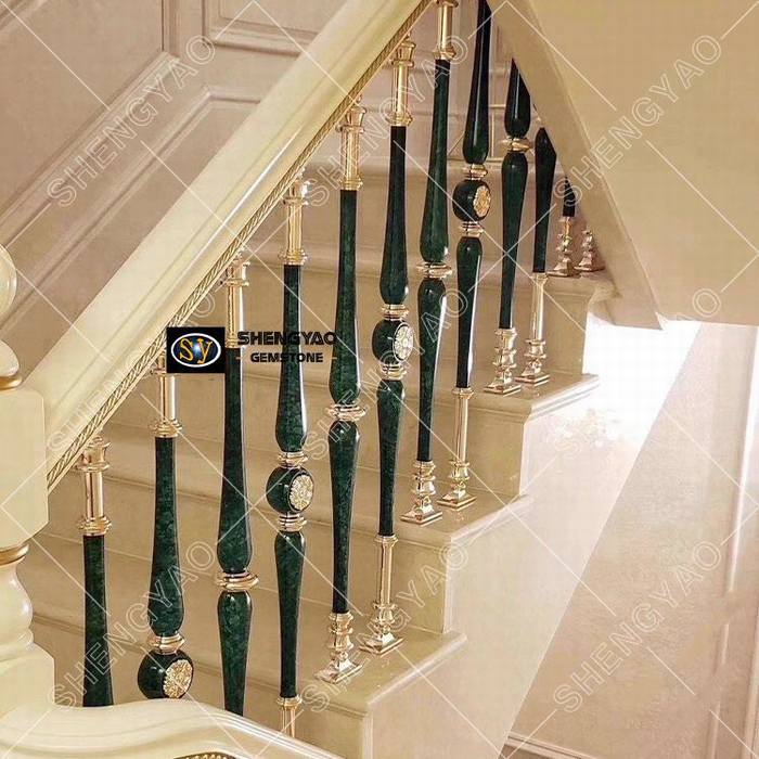 孔雀石孔雀绿 定制楼梯扶手宝石板材
